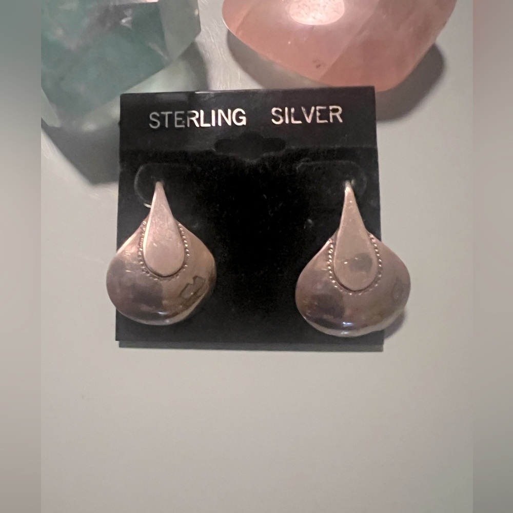 Vintage Barse Signed Sterling Silver Teardrop Earrings